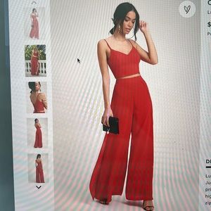 Lulus Out Tonight Red Two Piece Jumpsuit